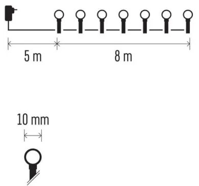 Instalație LED de Crăciun de exterior 80xLED/13m IP44 alb cald