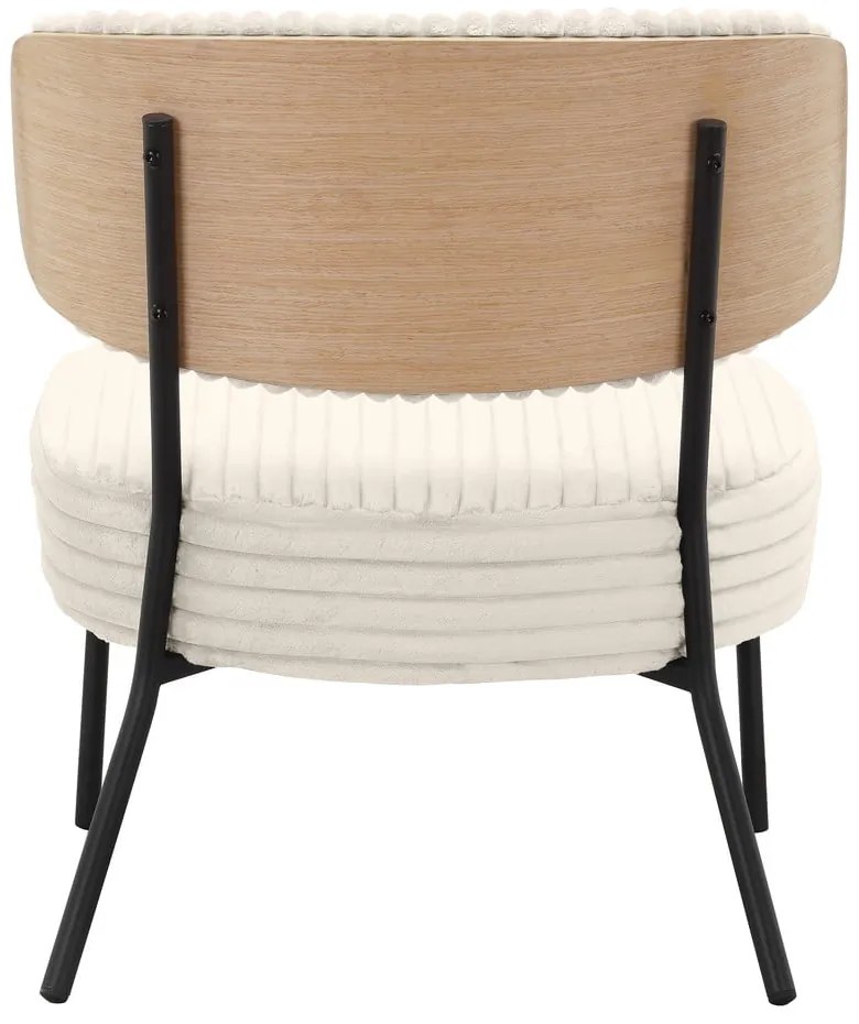 Fotoliu cu taburet crem cu tapițerie din catifea reiată Jerry – Støraa