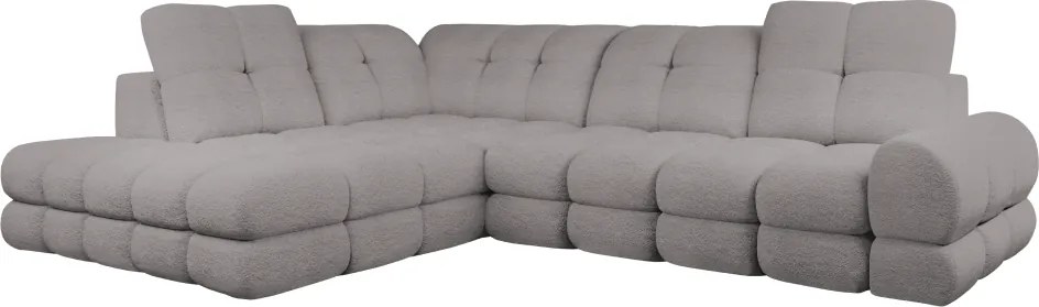 Set canapea extensibilă cu funcţie de extensie electrică, bej-gri Taupe, pe stânga, TOLLO L ROH