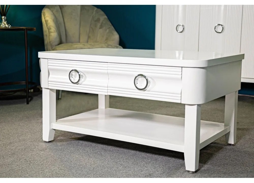 Măsuță de cafea albă din lemn masiv de brad 60x90 cm Shine – Mauro Ferretti