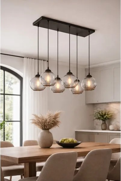 Brilagi - Lustră pe cablu DIOR 6xE27/60W/230V negru/gri fumuriu