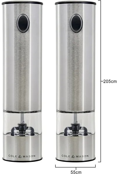 Cole&Mason - Set 2 râșnițe electrice BATTERSEA, 6xAAA, pentru condimente