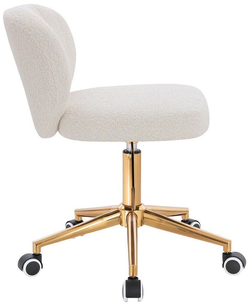 HR193K Scaun Crem Boucle cu Bază Aurie
