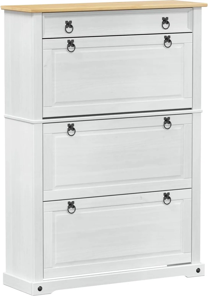 vidaXL Dulap pentru pantofi cu sertar Corona Alb 99 x 32 x 138 cm