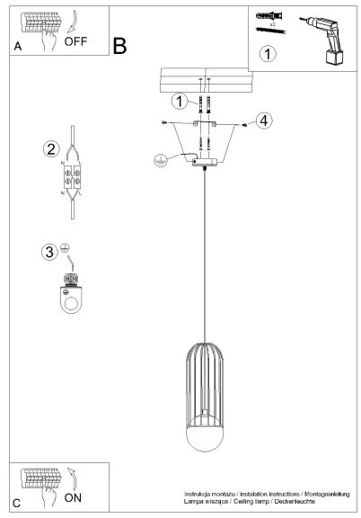 Lustră pe cablu Sollux SL.1332 BRINA 1xG9/8W/230V negru
