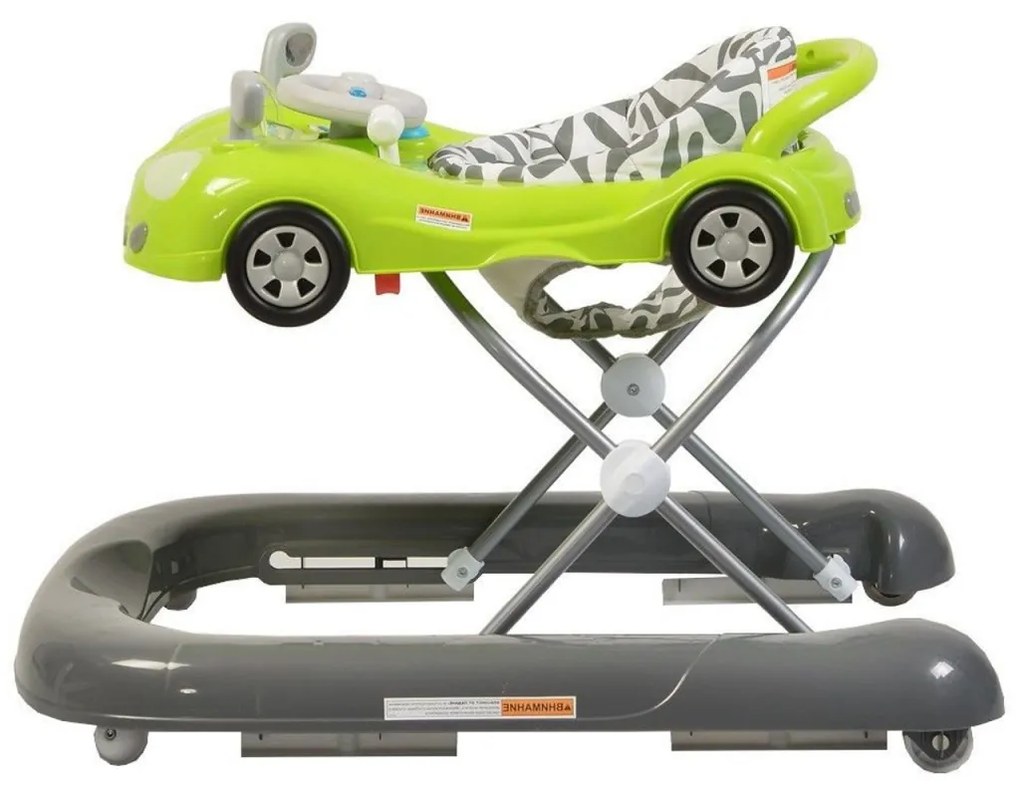 Premergator Reglabil in 3 Trepte NOVOKIDS™ Super Car , roti silentioase, Masinuta, Pliabil, 8 Roti, Cu Melodii si lumini, Cu Volan, Verde