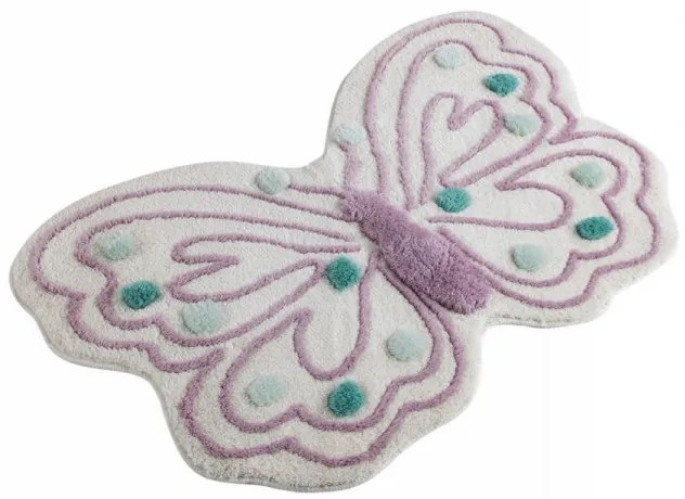 Covoraș de Baie Butterfly, Acrilic, Violet / Alb