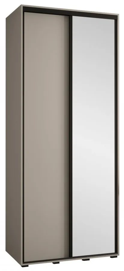 Dulap de haine cu uși culisante Foktra 3 120 (Cașmir + Negru) (cu oglindă). Promo -17%. 1105698