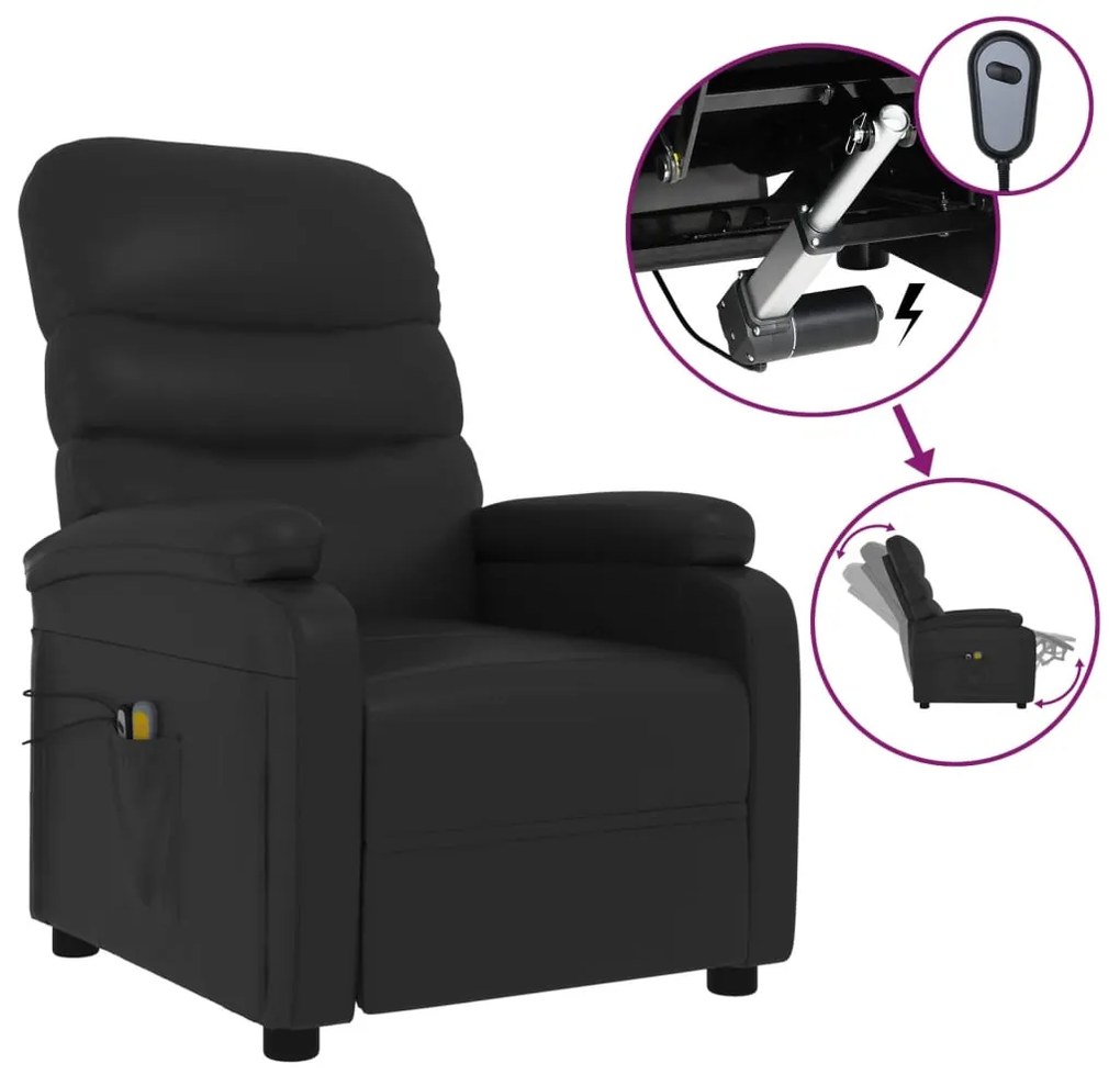 3073677 vidaXL Fotoliu de masaj electric, negru, piele ecologică