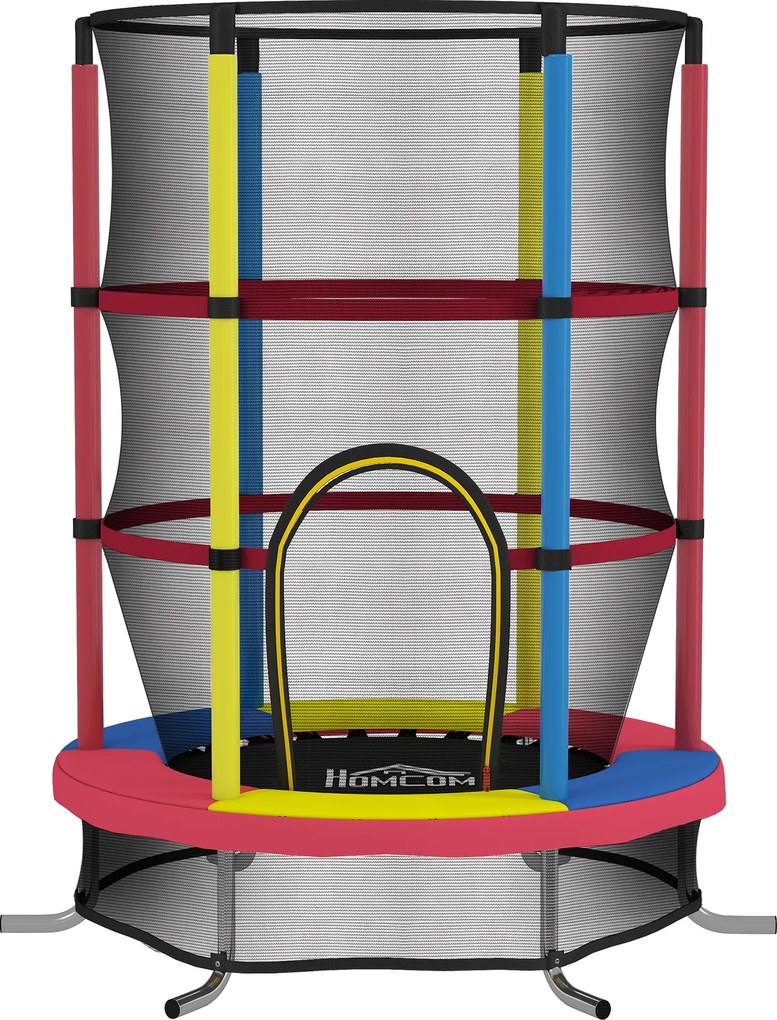 HOMCOM Trambulină pentru Copii 3-6 Ani cu Plasă de Siguranță, Fără Arcuri, Picioare în L, pentru Interior și Exterior, Ø160x190 cm, Multicolor | Aosom Romania