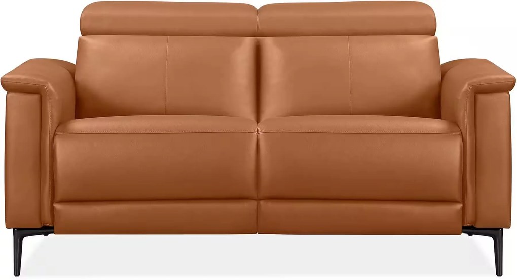 Canapea cu recliner, 2 locuri, funcție manuală, culoare cognac