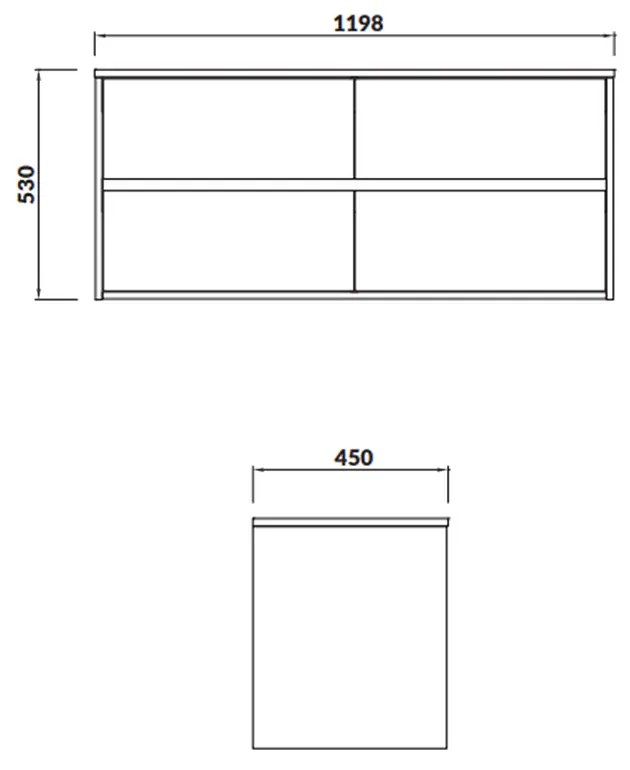 Dulap pentru lavoar, 53x120x45 cm, 4 sertare, gri Gri