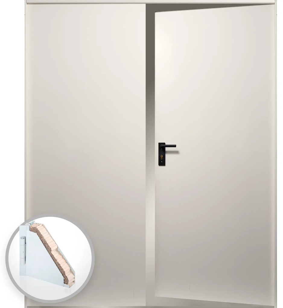 Usa metalica dubla blat 40 mm din otel multifunctionala pentru boxa RAL 9001   Alb Crem 1400(1000+400), 2050, Dubla