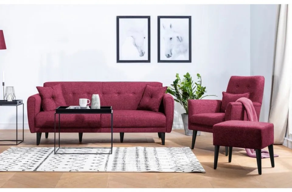 Set Canapea Extensibilă si Fotoliu Aria - S, Rosu