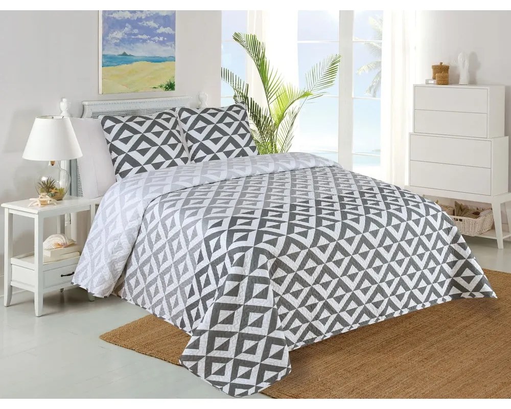 Set cuvertură și față de pernă alb/gri matlasat 220x240 cm Casilla – My House