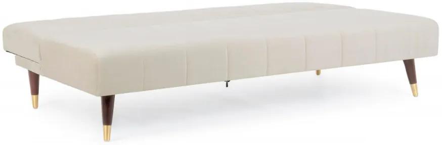 Canapea extensibilă crem din catifea si lemn de Eucalipt cu 3 locuri, 180 cm, Alma Bizzotto