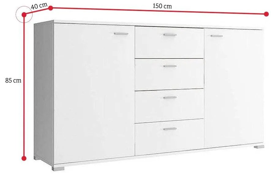 Supermobel Comodă KIKI 150, 150/85/40, culoarea albă
