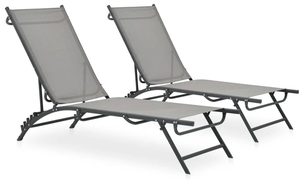 vidaXL Șezlonguri, 2 buc., textilenă și oțel