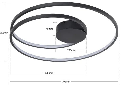 Brilagi- Plafonieră LED dimabilă TWISTER LED/75W/230V Ø 70 cm neagră +telecomandă