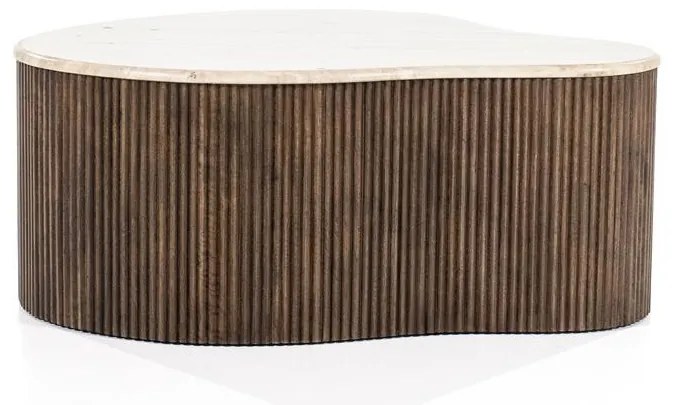 Masuta de cafea din lemn de mango si travertin Mari 83x72x34 cm