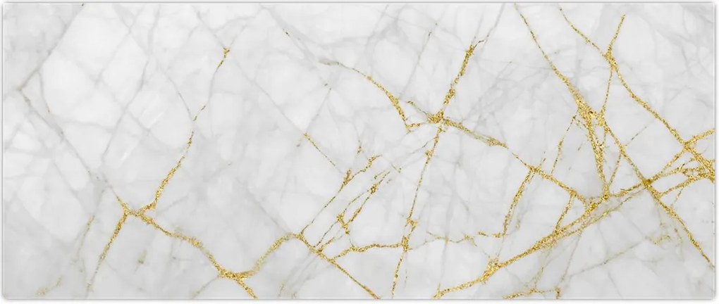 Tablou - Marmură alb- auriu (120x50 cm)