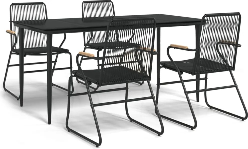 vidaXL Set mobilier de grădină, 5 piese, negru, ratan PVC