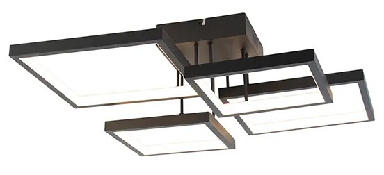 Plafoniera neagra cu LED integrat, cu dimmer in 3 trepte, cu 4 lumini - Lejo