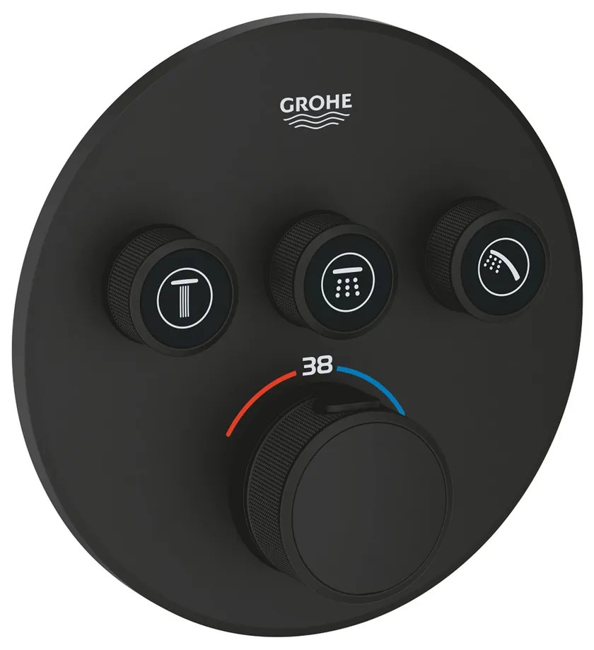 Baterie cada - dus Grohe Grohtherm SmartControl negru mat Phantom Black fara corp ingropat