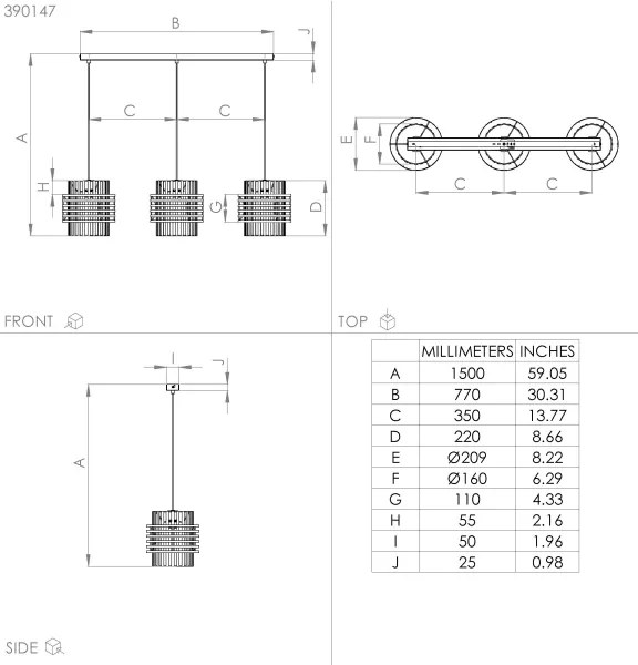 Lustră pe cablu Eglo 390147 OLTAMAR 3xE27/40W/230V crem