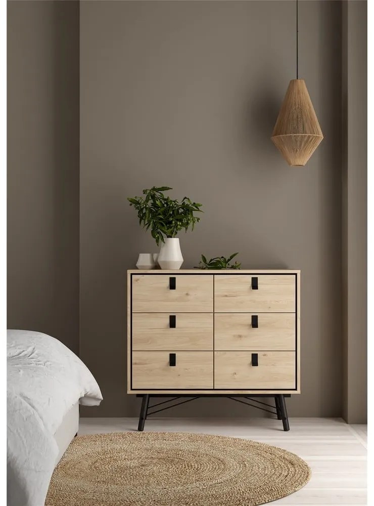 Comodă în culoare naturală joasă cu aspect de lemn de stejar 102x99 cm Ry – Tvilum