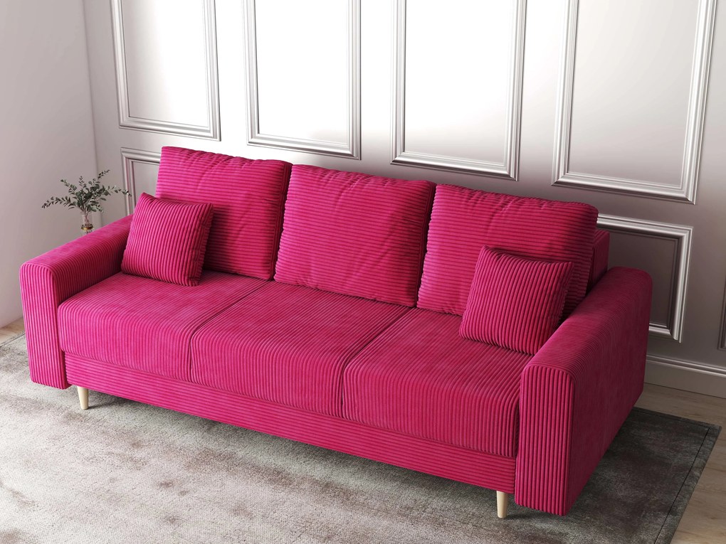 Canapea extensibilă dumonde cu ladă de depozitare si sezut confortabil din spuma high-density, Kronos Zoom Rosu 210x100 cm