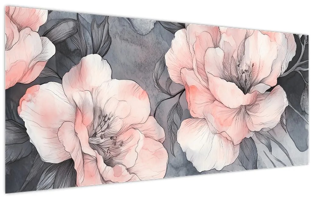 Tablou - Schiță de flori (120x50 cm)