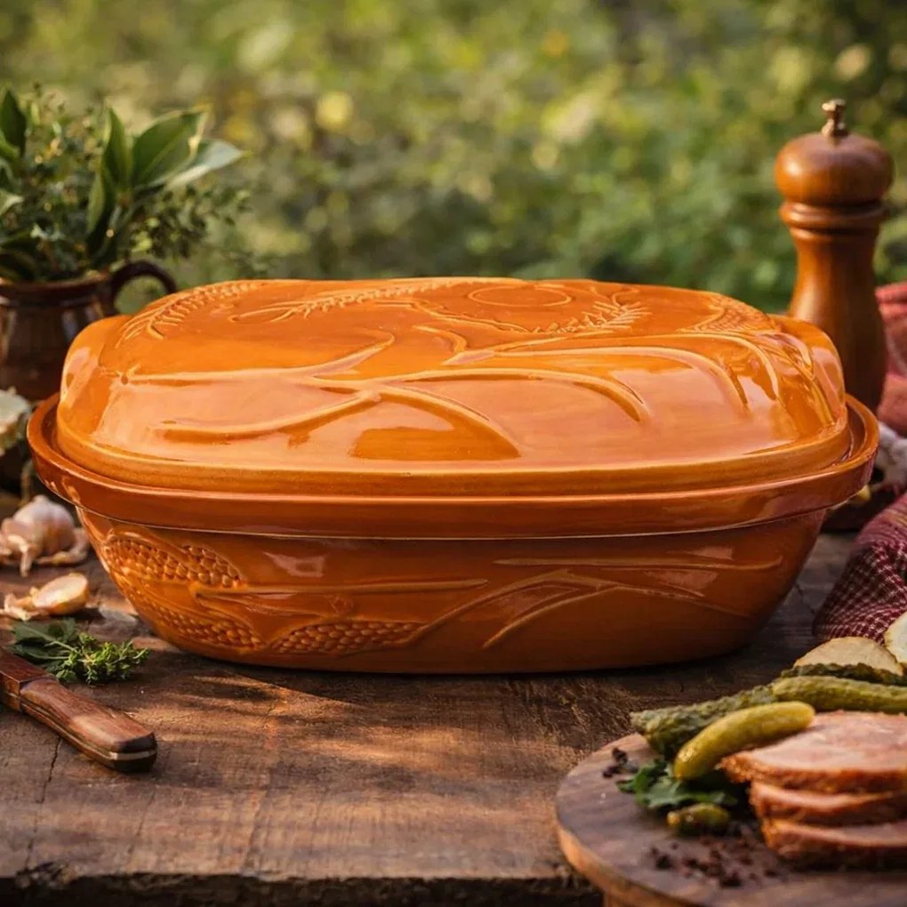 Oala Din Lut Pentru Sarmale - Gust Autentic Romanesc, Glazurat, 4.5 litri