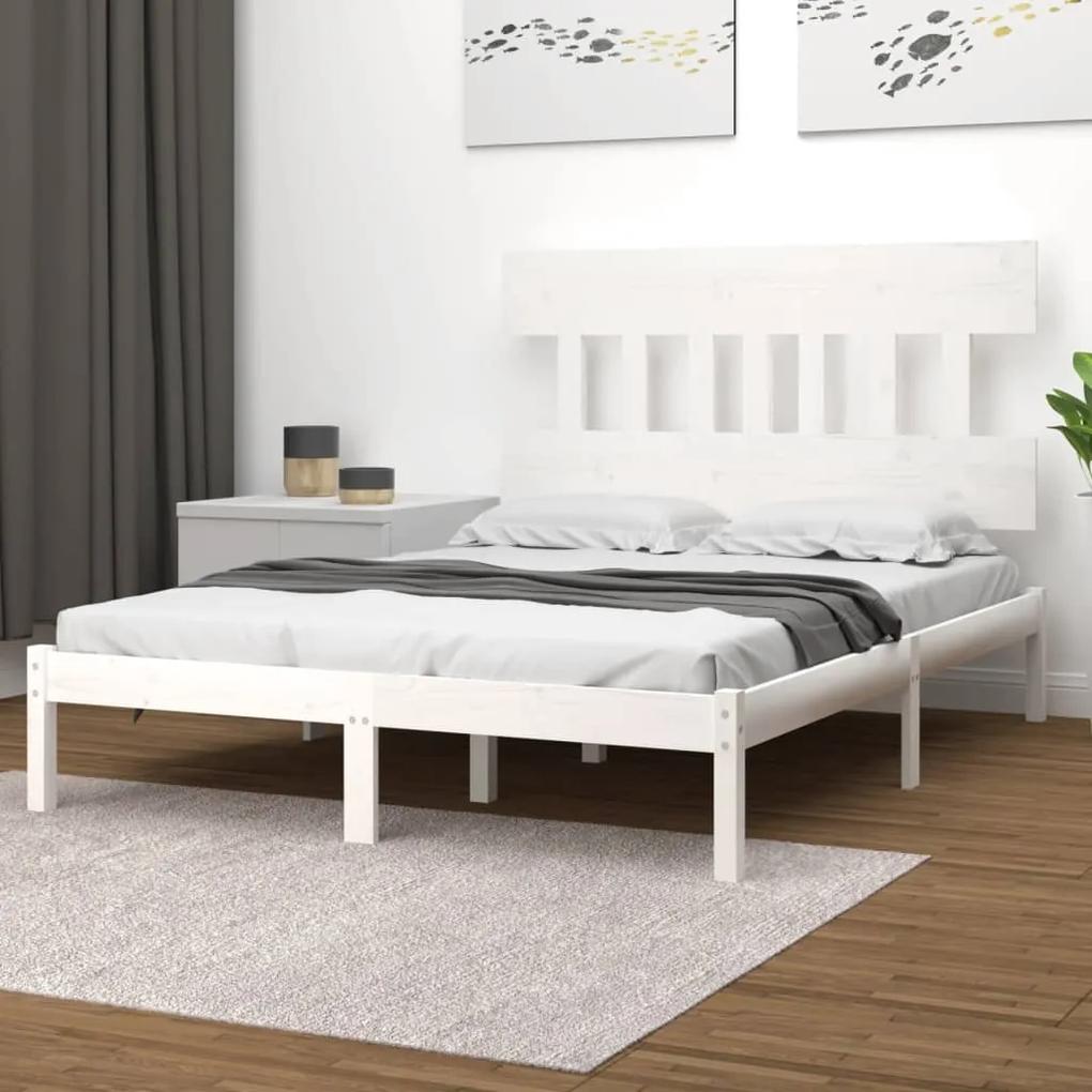 3104719 vidaXL Cadru de pat, alb, 140x190 cm, lemn masiv