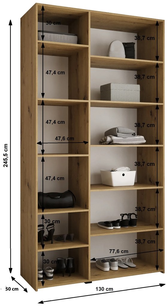 Dulap de haine 130 cm Carmela 50-3 (alb + Auriu). 1126778