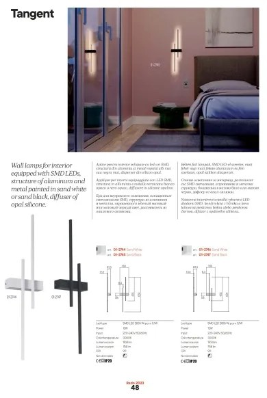 Redo 01-2746 - Aplică de perete LED TANGENT, 13W, 230V, CRI 90, alb