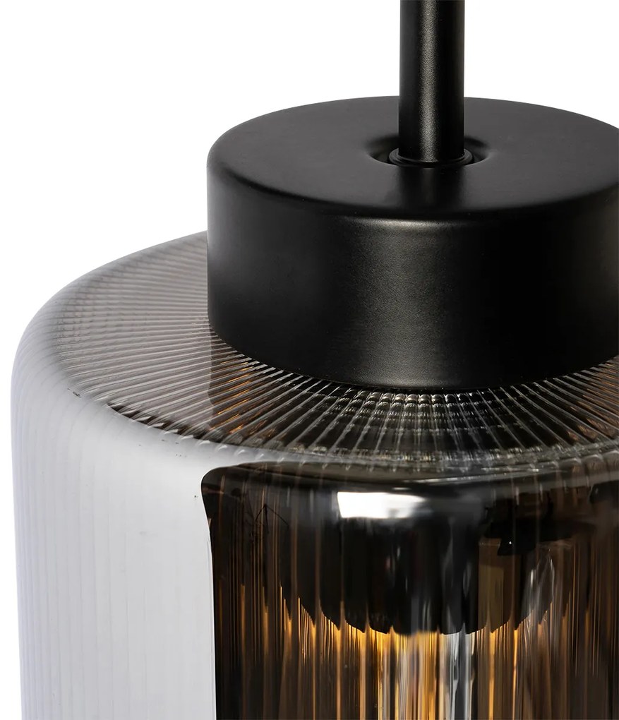 Lampă de perete inteligentă neagră cu sticlă fumurie, incl. WiFi ST64 - Laura