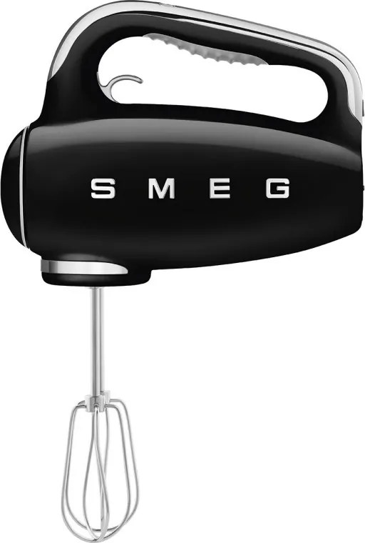 Mixer manual SMEG 50's Style HMF01BLEU, 250 W, 9 viteze, Functie Turbo, Afisaj LED, Timer, Accesorii, Negru