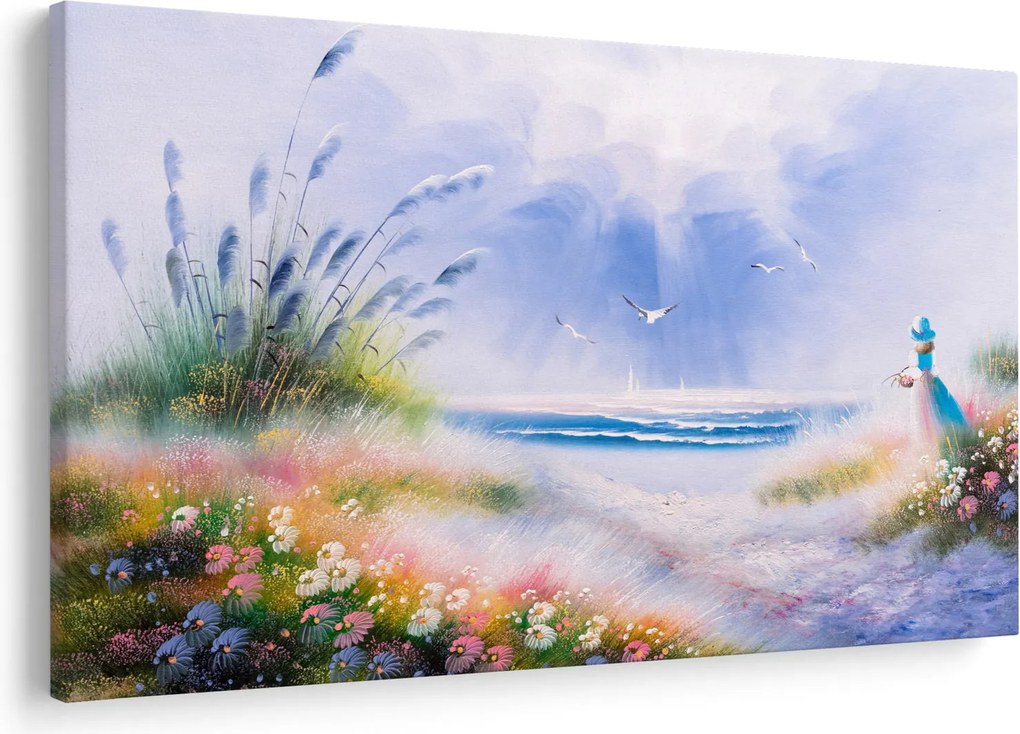 Tablou - Plaja romantică, pictură în ulei (90x60 cm)