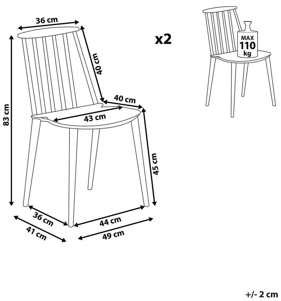 Set 2 buc. scaune pentru sufragerie Vendor (negru). 1009921