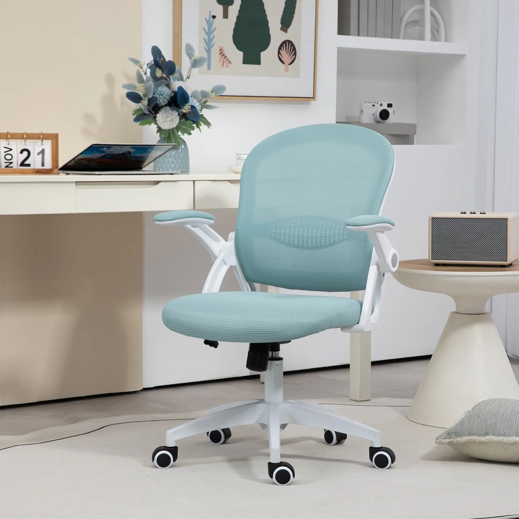 Vinsetto Scaun Birou Ergonomic Albastru Dimensiuni Variabile Suport Lombar Integrat | Aosom Romania