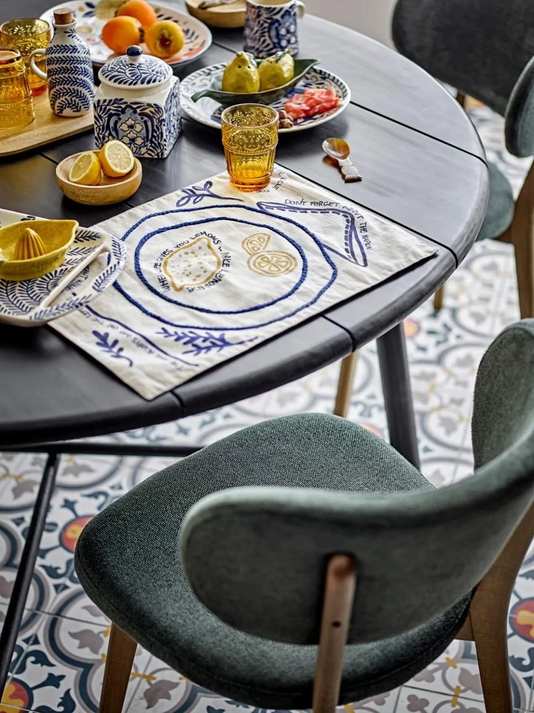 Scaun dining, verde, din lemn de stejar si stofa, Cally