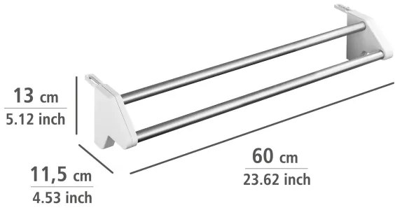 WENKO 3703100 - Uscător de rufe TWIN, 60 x 13 cm, argintiu/alb