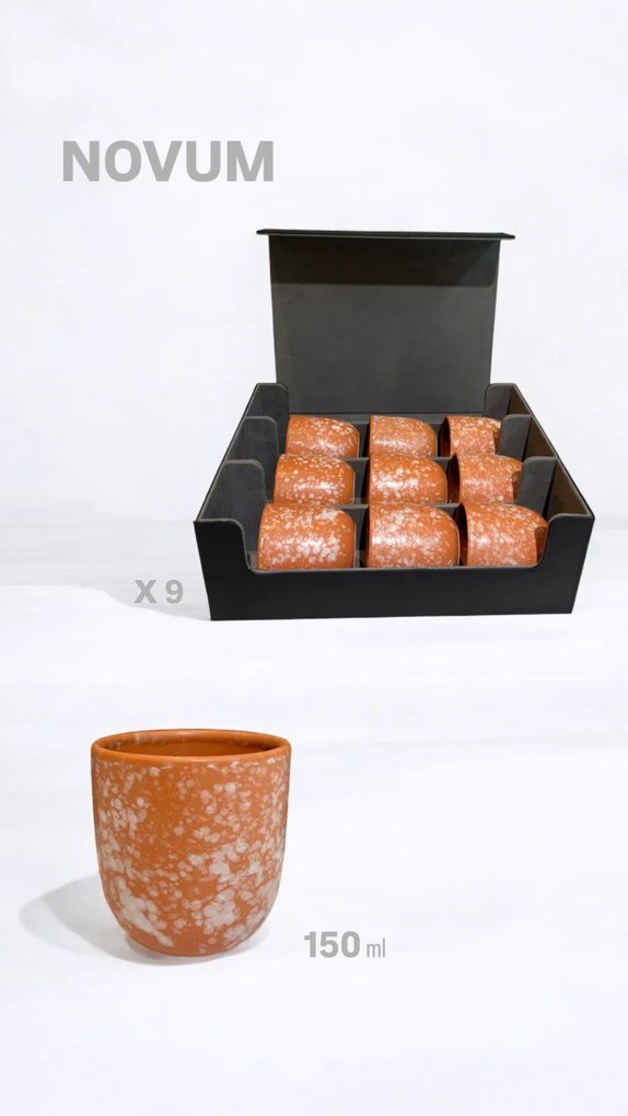 Set Cadou 9 Pahare Cafea Novum Granit Orange Pearl (9 pahare 150ml, cutie premium)