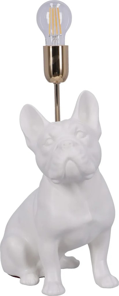 Lampa ceramica Bulldog alb mat h 35 cm