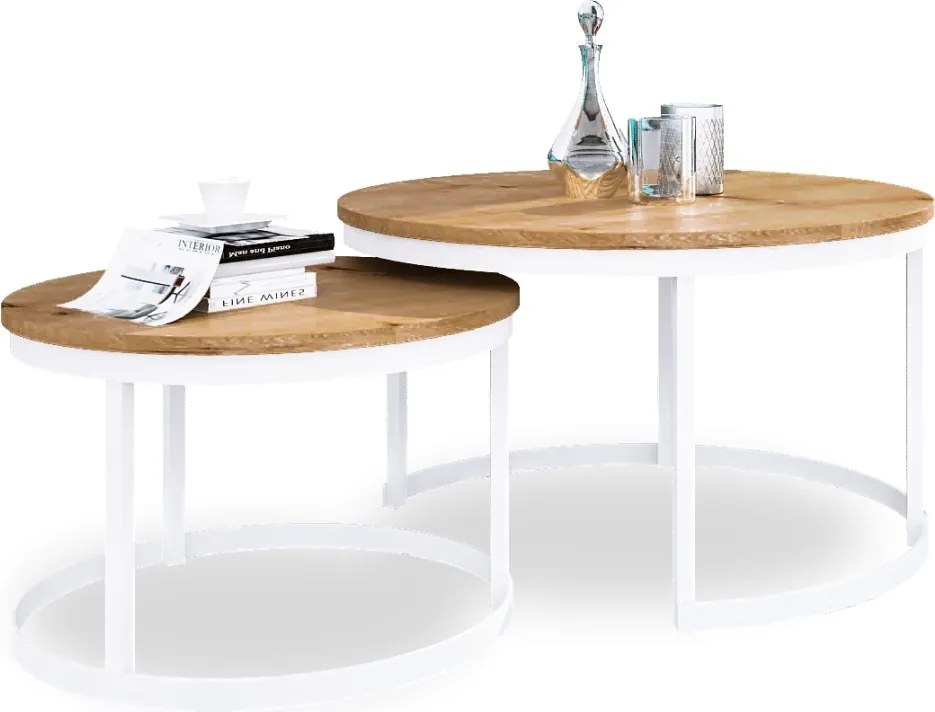 Măsuță de cafea 2in1 OKIN – 75x75x43 cm – Alb / Stejar Artisan