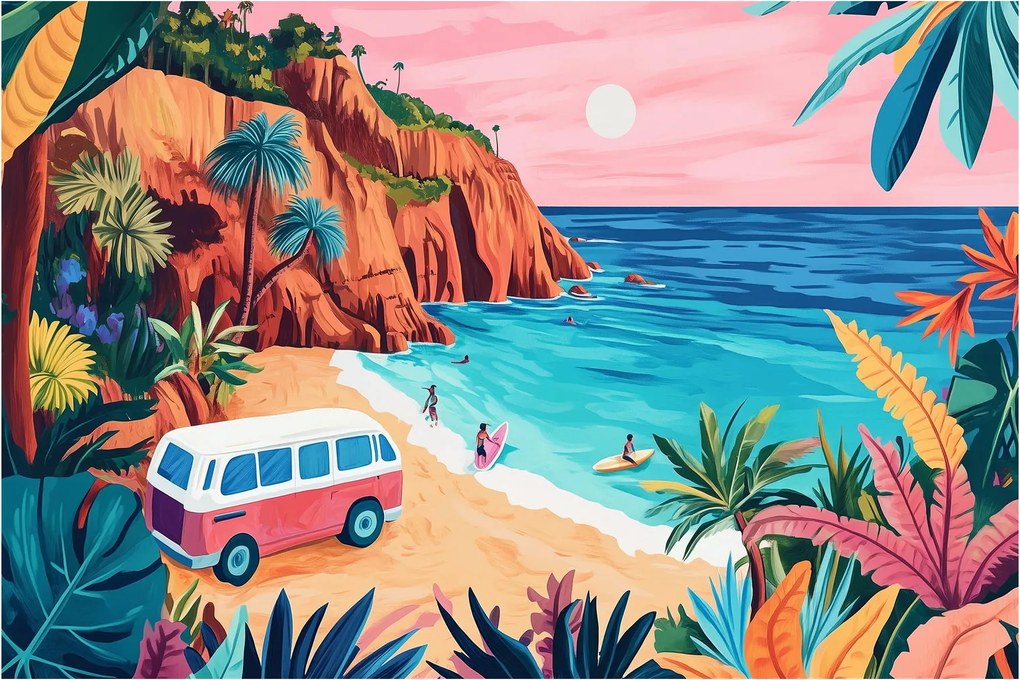 Tablou - Rulotă la ocean (90x60 cm)