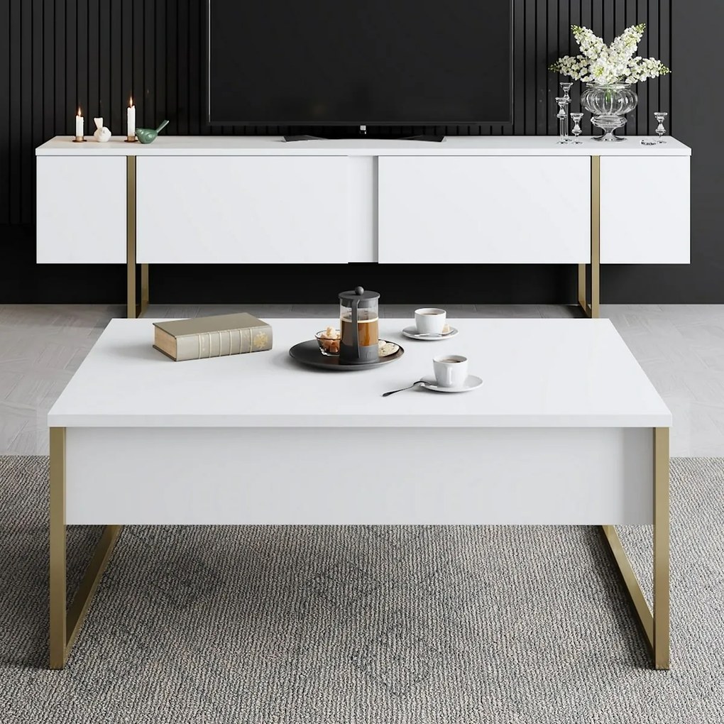 Măsuță de conferință Luxe White and Gold
