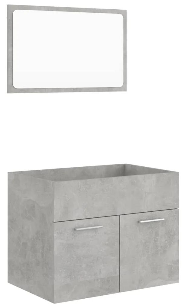 Set mobilier de baie, 2 piese, gri beton, PAL Gri beton, Dulap pentru chiuveta + oglinda, 1
