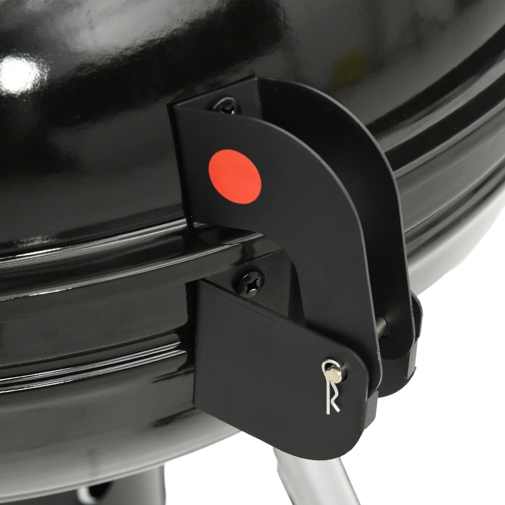 Outsunny Grătar rotund, Ø54 cm Grillrost, Warmhalterost, Ablage, Aschefach, Thermometer, 55 x 65 x 89 cm, Negru | Aosom Romania